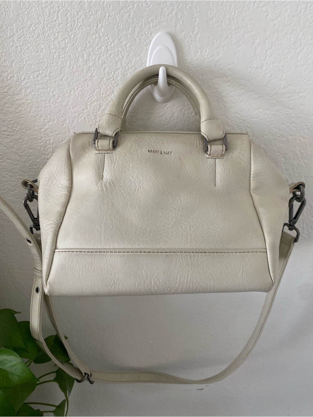 Matt & Nat Off-White Structured Satchel with Removable Strap
